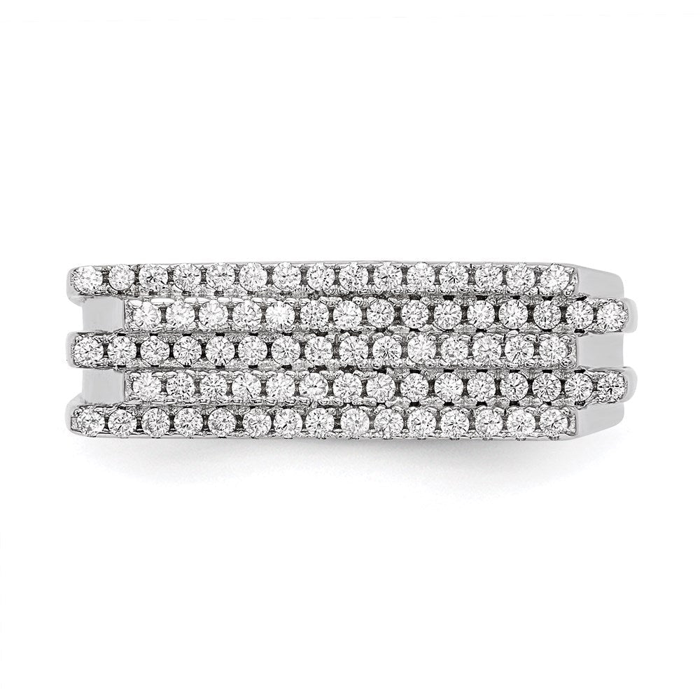 Sterlingsilber Rein Feuer Rhodiniert Zirkonia Ring