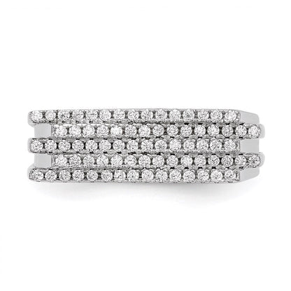 Sterlingsilber Rein Feuer Rhodiniert Zirkonia Ring