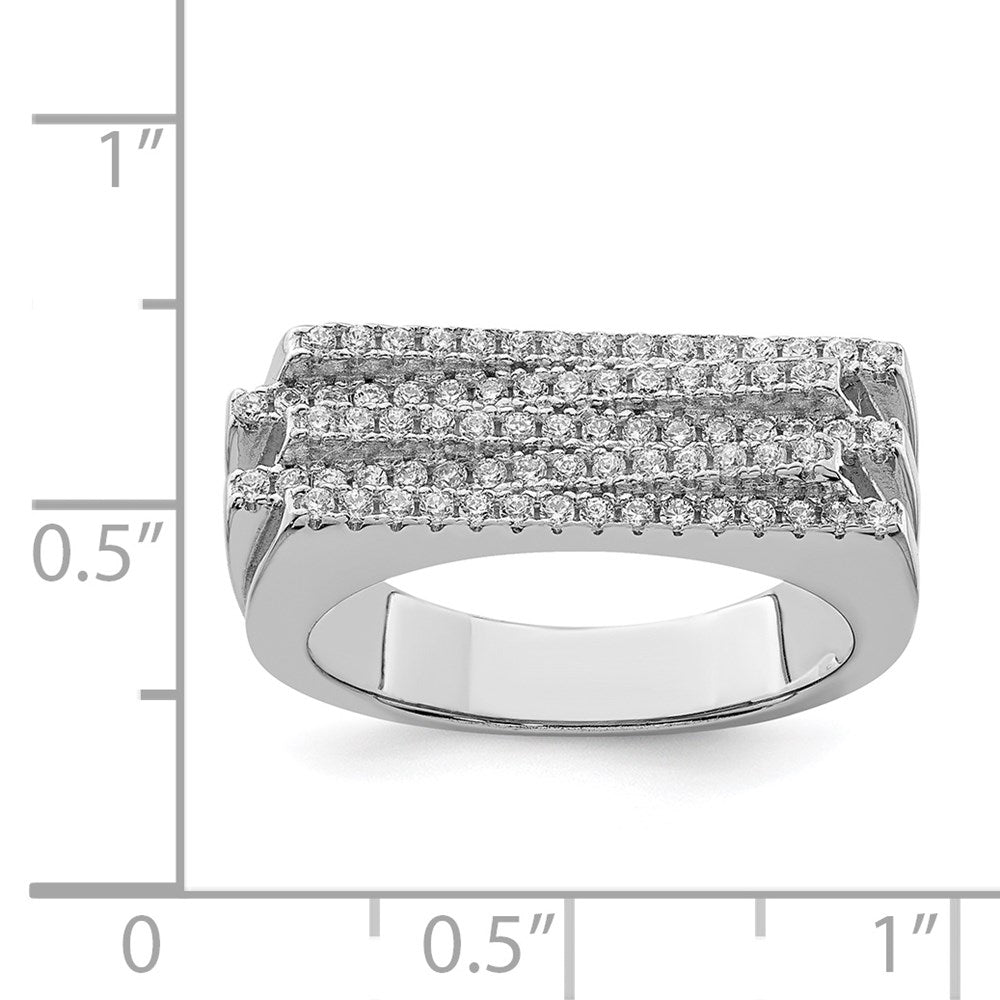 Sterlingsilber Rein Feuer Rhodiniert Zirkonia Ring