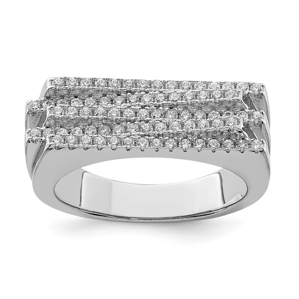 Sterlingsilber Rein Feuer Rhodiniert Zirkonia Ring