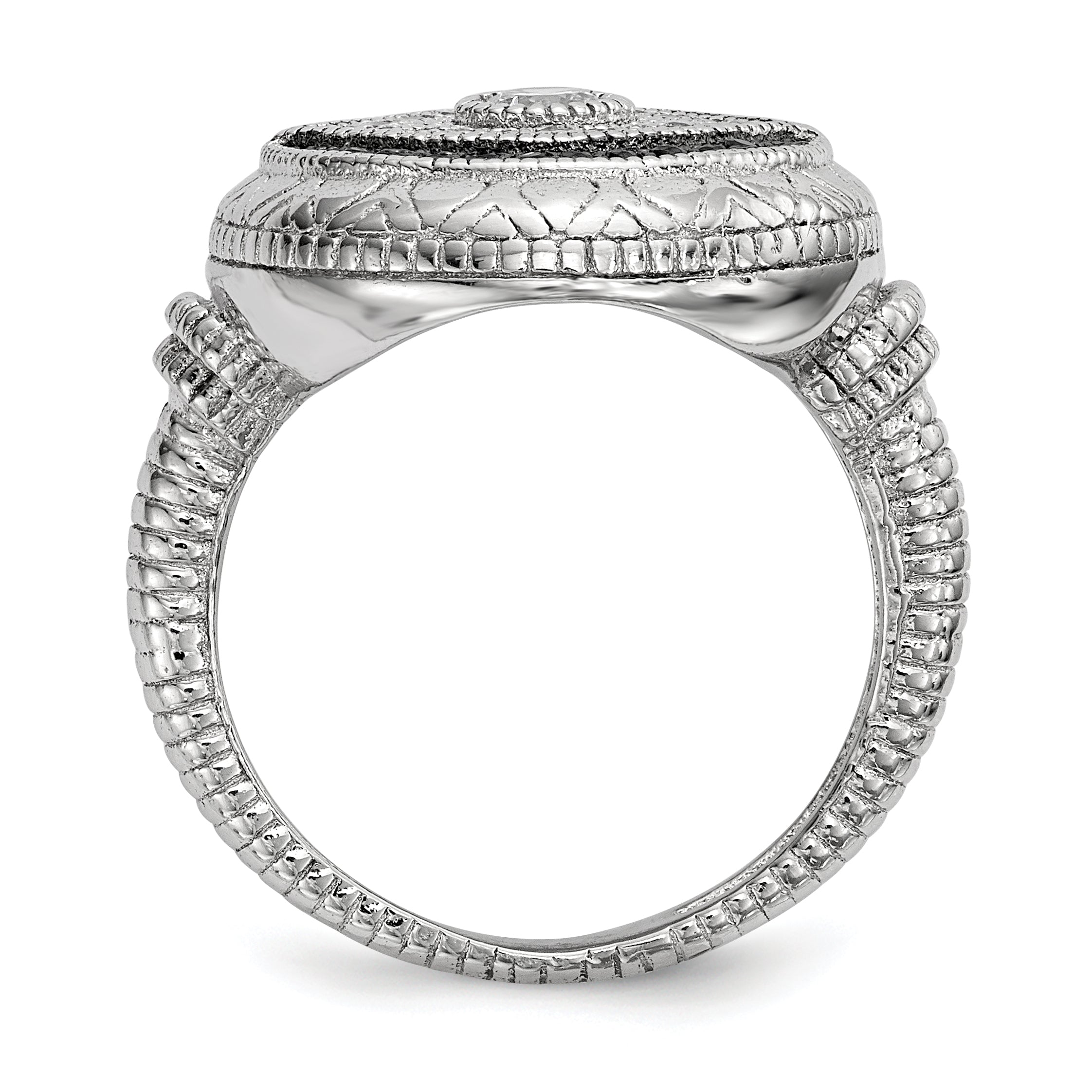 Sterlingsilber Rhodiniert Schwarz und Weiß Zirkonia Böse Auge Ring