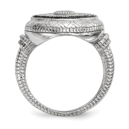 Sterlingsilber Rhodiniert Schwarz und Weiß Zirkonia Böse Auge Ring
