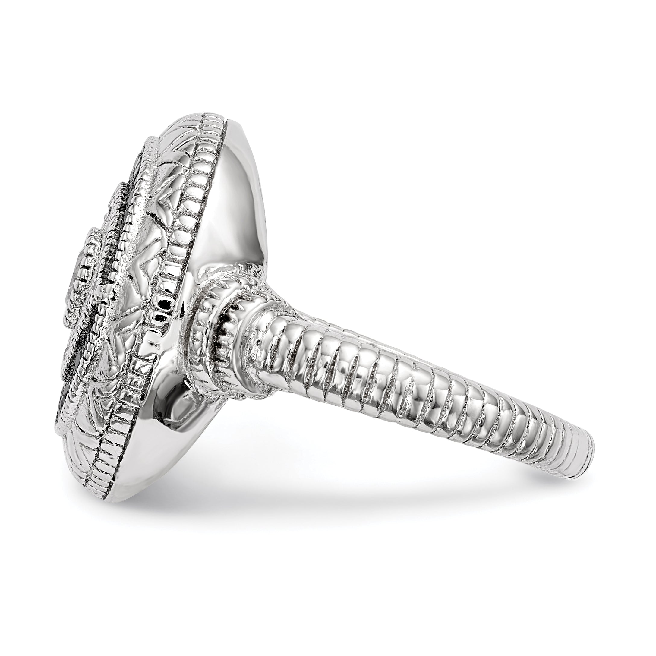 Sterlingsilber Rhodiniert Schwarz und Weiß Zirkonia Böse Auge Ring