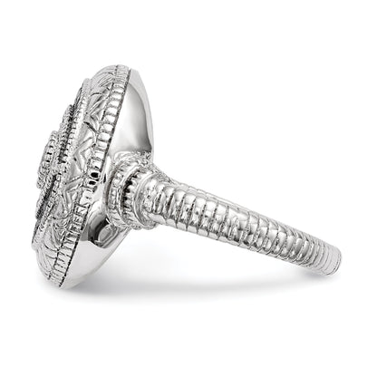 Sterlingsilber Rhodiniert Schwarz und Weiß Zirkonia Böse Auge Ring