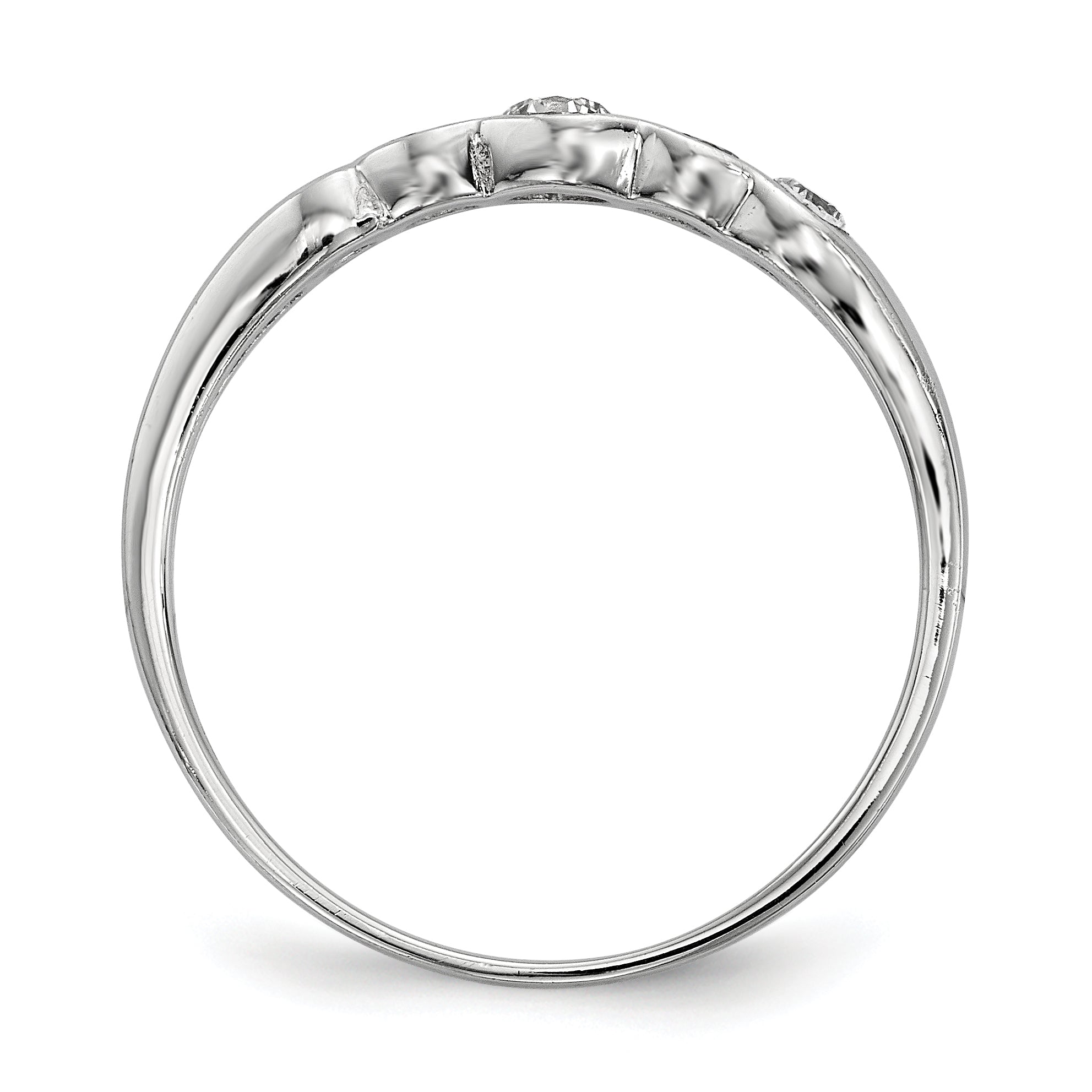 Sterlingsilber Rhodiniert 5 Stein Zargenfassung Set Zirkonia Ring