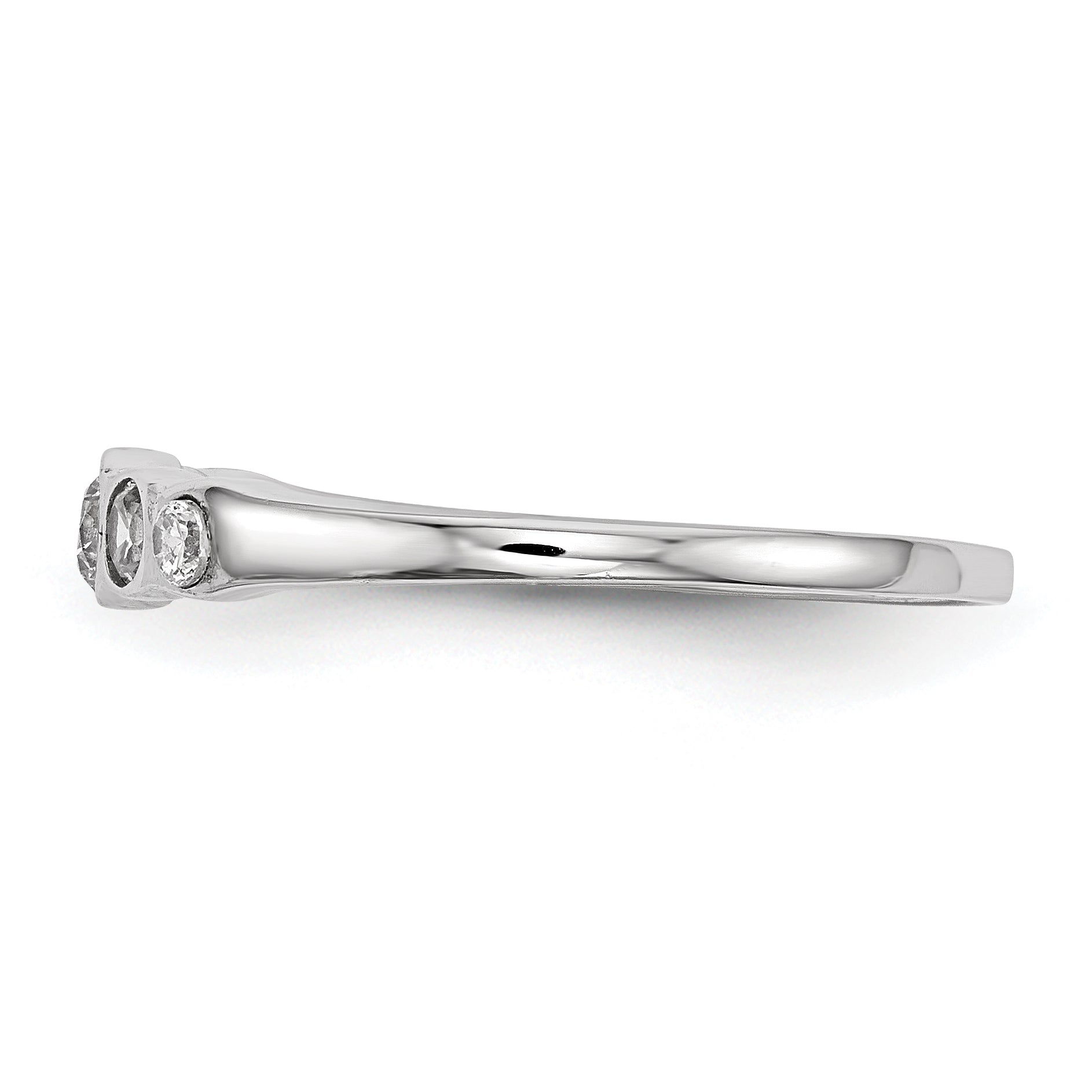 Sterlingsilber Rhodiniert 5 Stein Zargenfassung Set Zirkonia Ring