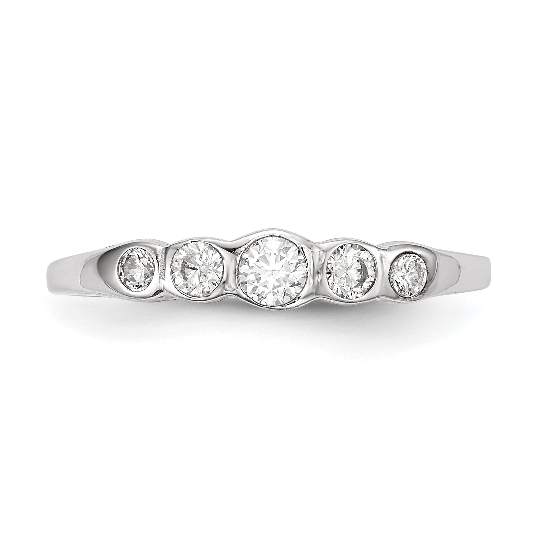 Sterlingsilber Rhodiniert 5 Stein Zargenfassung Set Zirkonia Ring