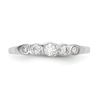 Sterlingsilber Rhodiniert 5 Stein Zargenfassung Set Zirkonia Ring