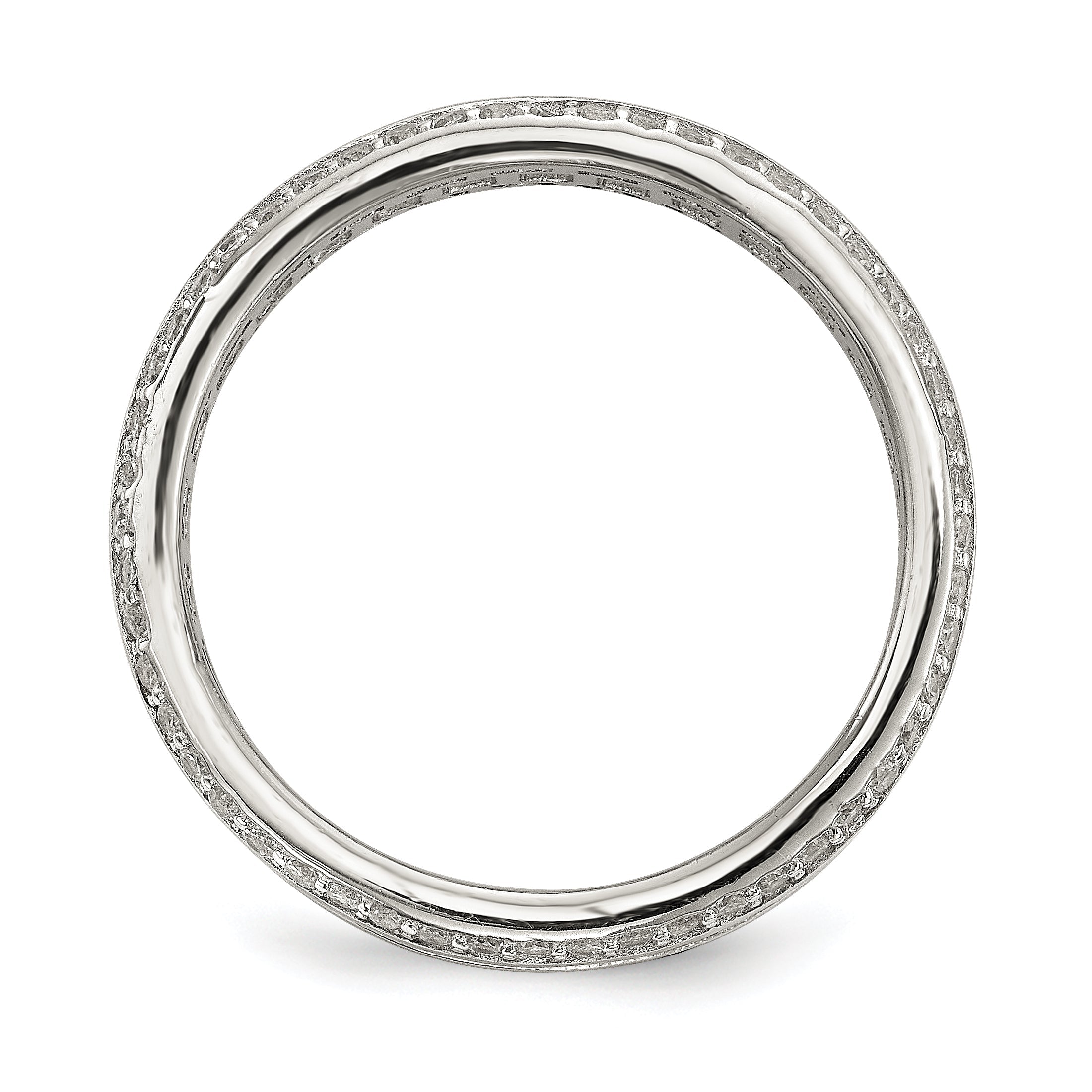 Sterlingsilber Rhodiniert Baguette & Rund Zirkonia Memoire Ring