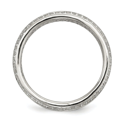 Sterlingsilber Rhodiniert Baguette & Rund Zirkonia Memoire Ring