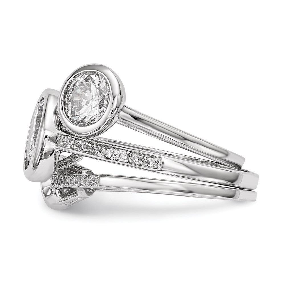 Sterlingsilber Rhodiniert Zirkonia 3 Ring Set