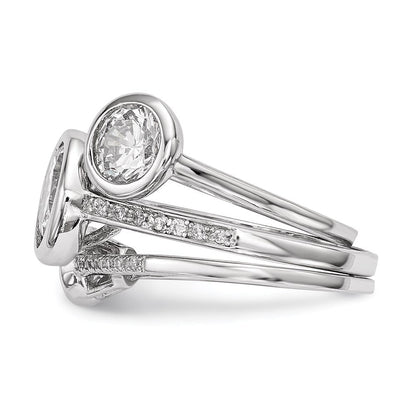 Sterlingsilber Rhodiniert Zirkonia 3 Ring Set