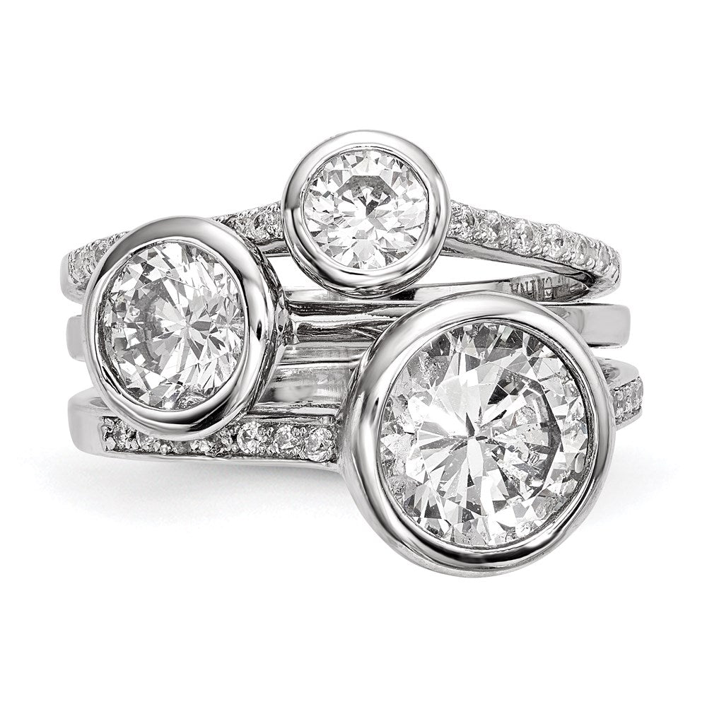 Sterlingsilber Rhodiniert Zirkonia 3 Ring Set