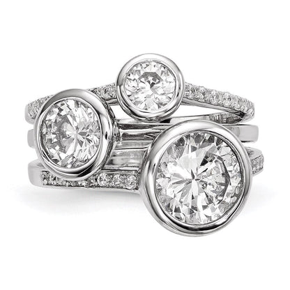 Sterlingsilber Rhodiniert Zirkonia 3 Ring Set