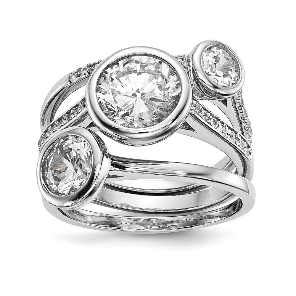 Sterlingsilber Rhodiniert Zirkonia 3 Ring Set