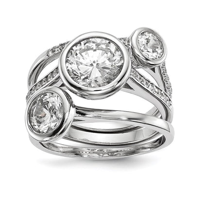 Sterlingsilber Rhodiniert Zirkonia 3 Ring Set