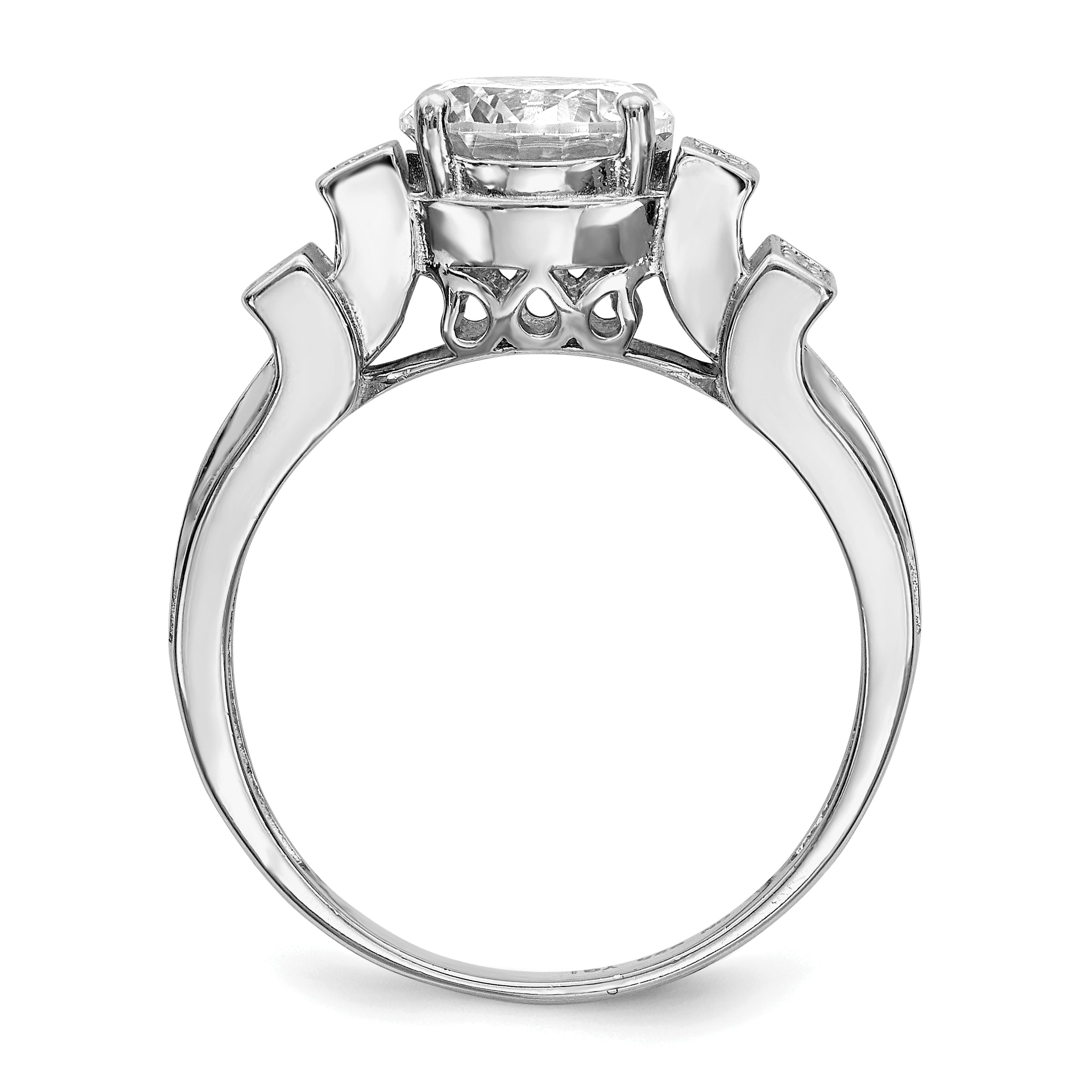 Sterlingsilber Rhodiniert Zirkonia Tiered Pavé‚äö Ring