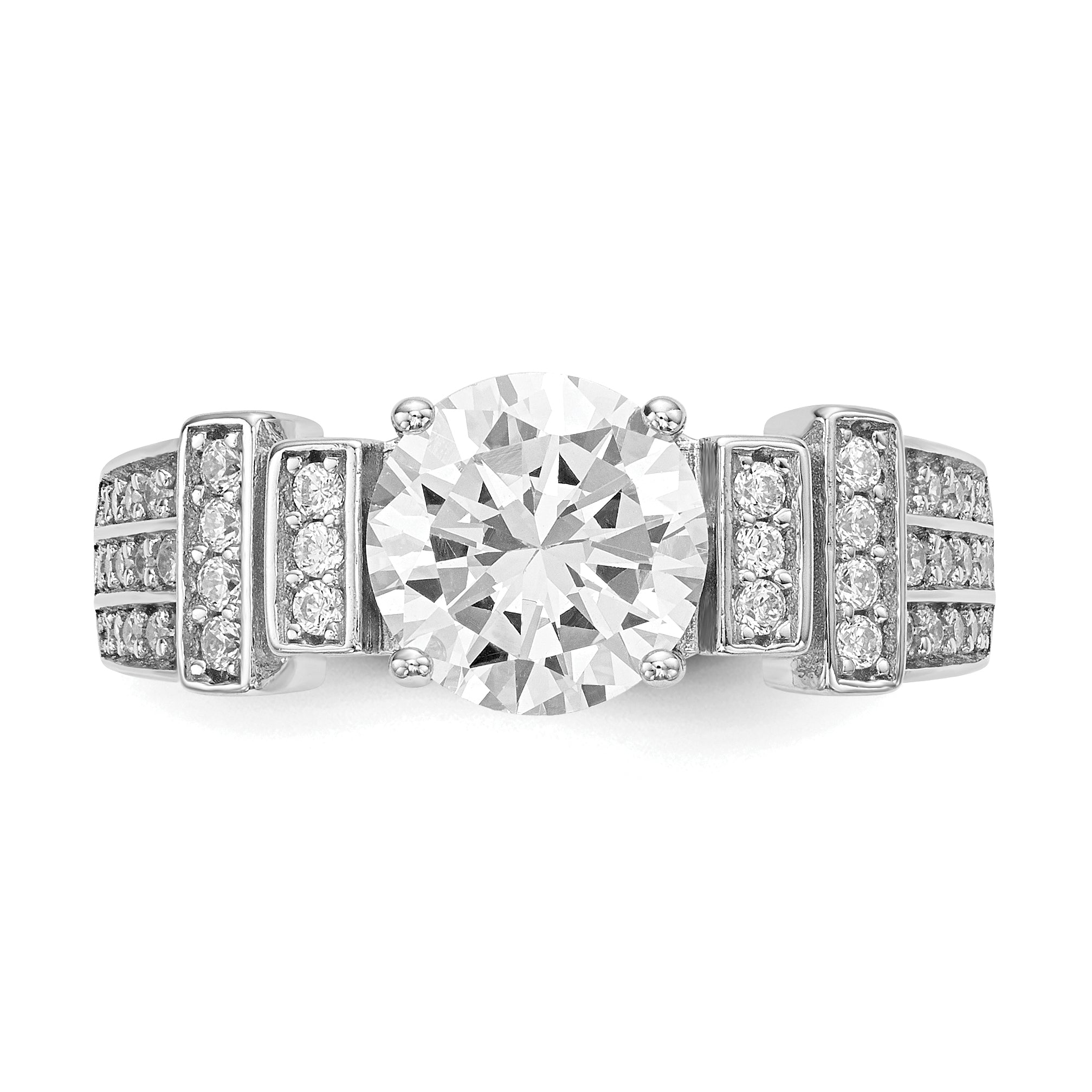 Sterlingsilber Rhodiniert Zirkonia Tiered Pavé‚äö Ring