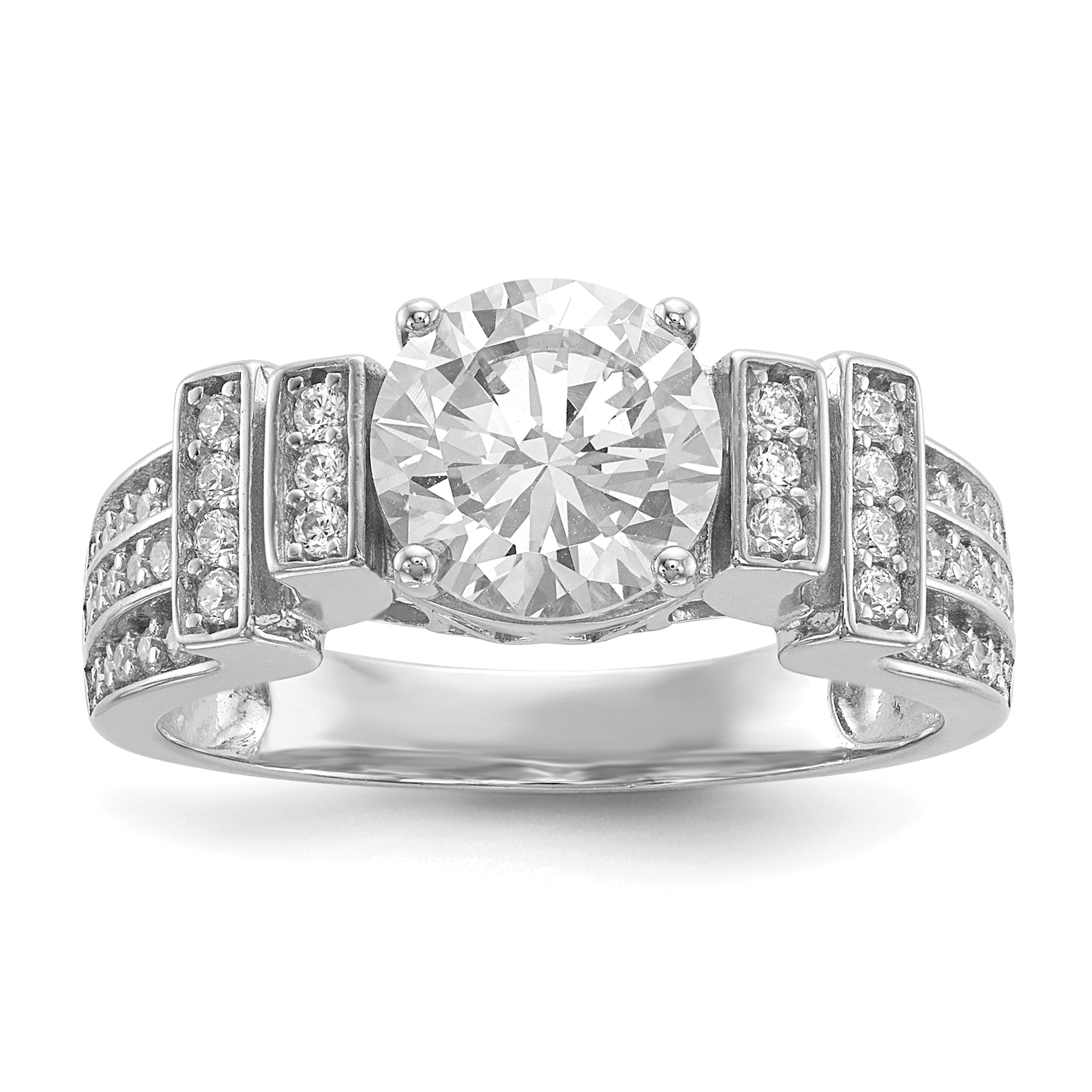Sterlingsilber Rhodiniert Zirkonia Tiered Pavé‚äö Ring