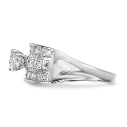 Sterlingsilber Rhodiniert Zirkonia Ring (size 6 Nur)