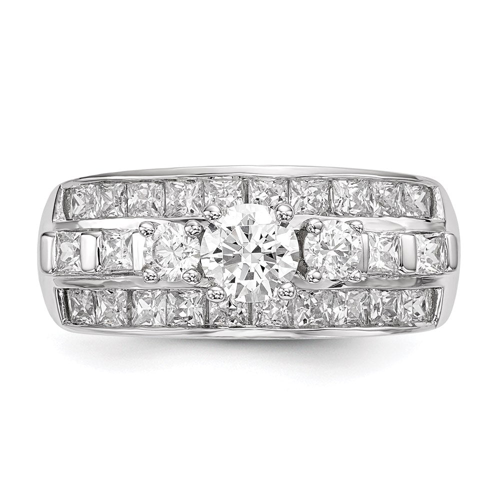 Sterlingsilber Rhodiniert Zirkonia Ring (size 6 Nur)