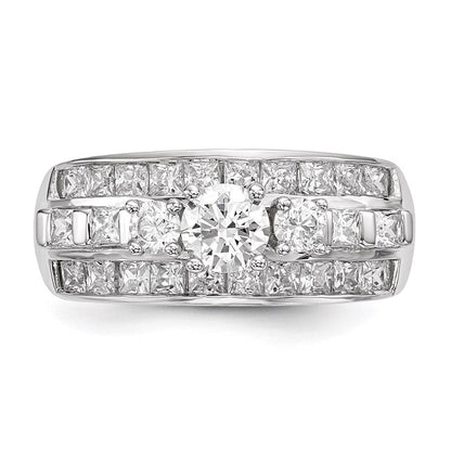 Sterlingsilber Rhodiniert Zirkonia Ring (size 6 Nur)
