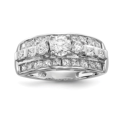 Sterlingsilber Rhodiniert Zirkonia Ring (size 6 Nur)