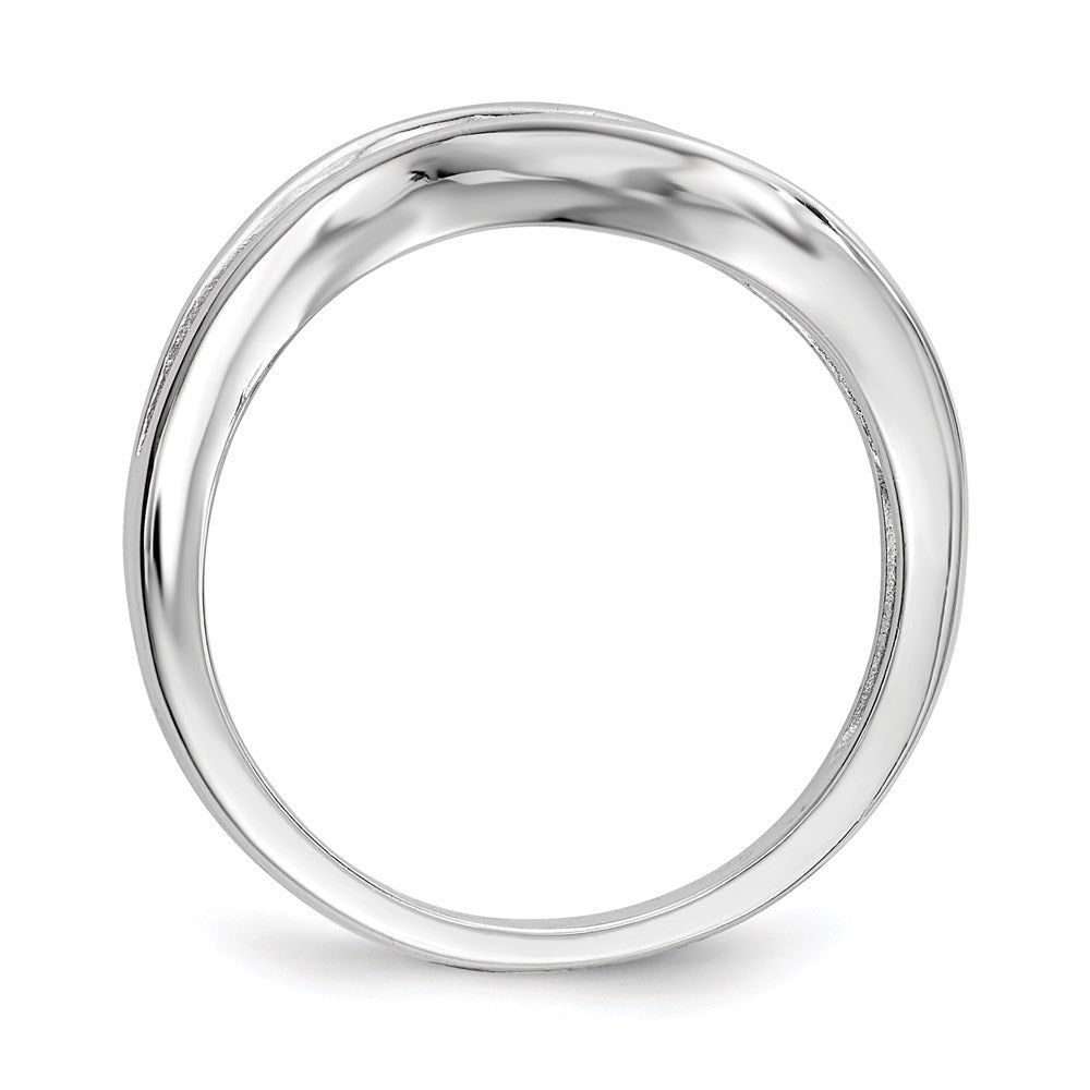 Sterlingsilber Rhodiniert Gewellt Zirkonia Ring (size 8 Nur)