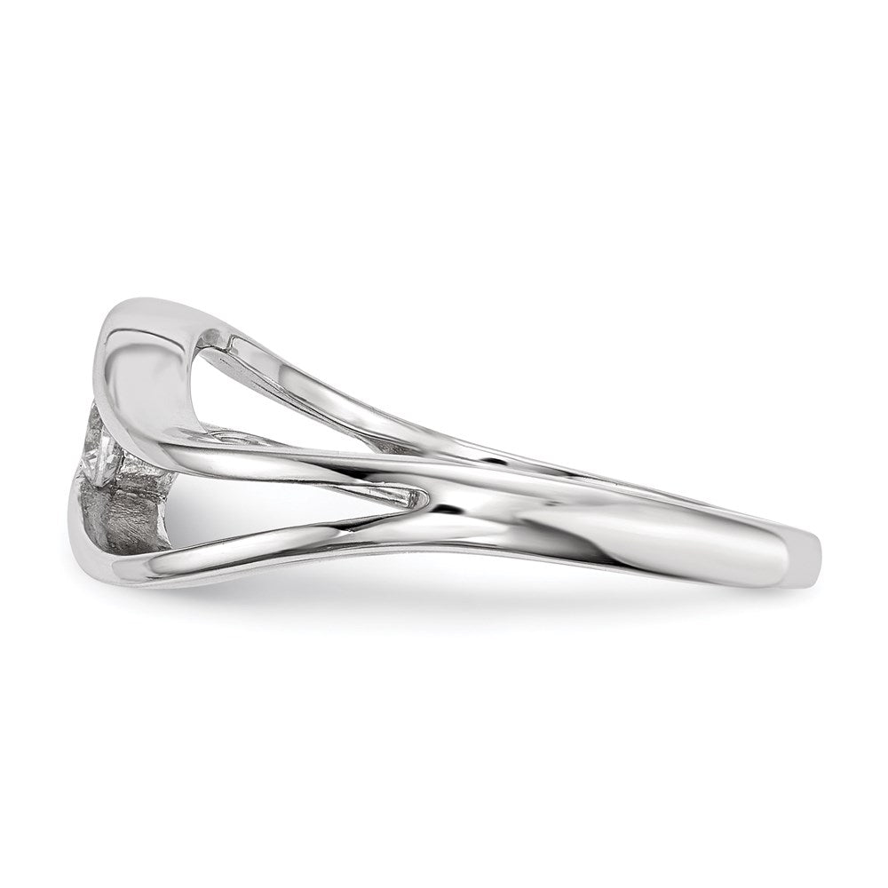 Sterlingsilber Rhodiniert Gewellt Zirkonia Ring (size 8 Nur)