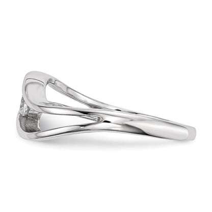 Sterlingsilber Rhodiniert Gewellt Zirkonia Ring (size 8 Nur)