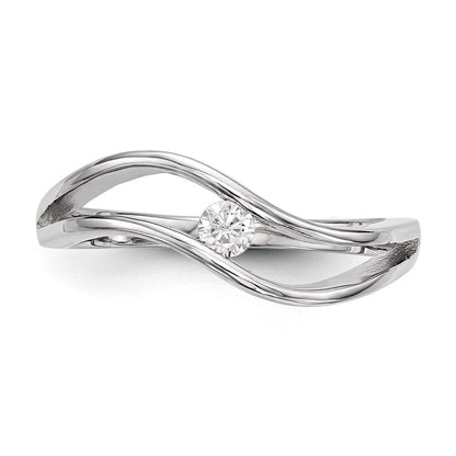 Sterlingsilber Rhodiniert Gewellt Zirkonia Ring (size 8 Nur)