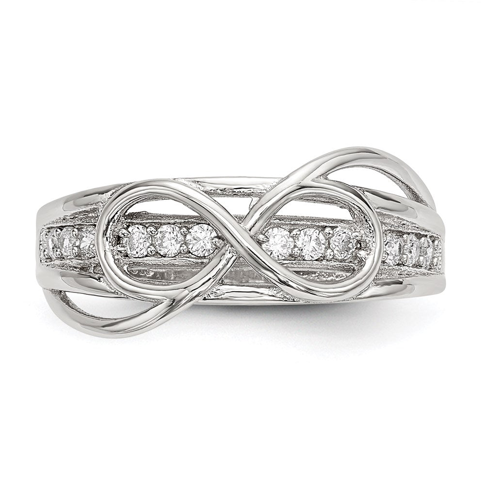 Sterlingsilber Rhodiniert Zirkonia Unendlichkeit Ring