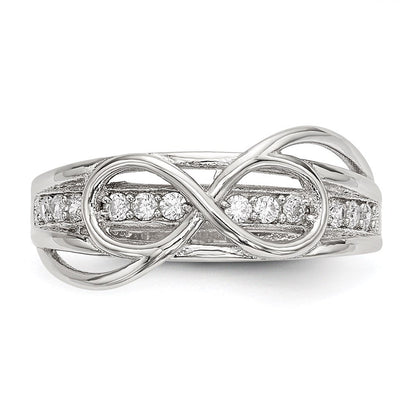 Sterlingsilber Rhodiniert Zirkonia Unendlichkeit Ring