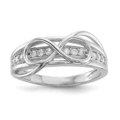 Sterlingsilber Rhodiniert Zirkonia Unendlichkeit Ring