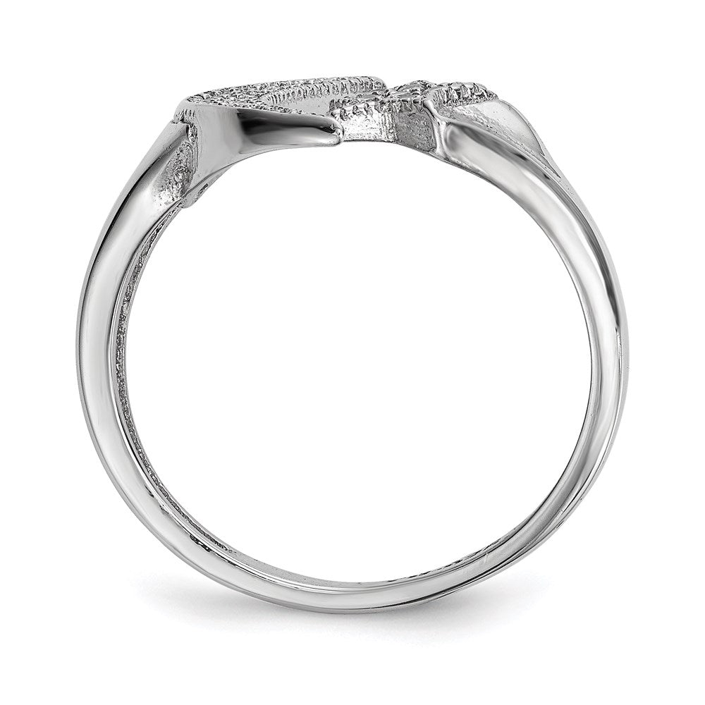 Sterlingsilber Rhodiniert Zirkonia Mond Stern Poliert Ring