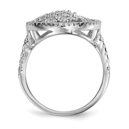 Sterlingsilber Rein Feuer Rhodiniert Zirkonia Ring (size 8 Nur)