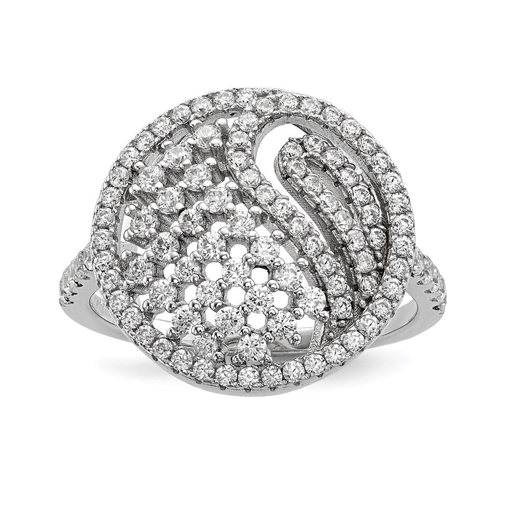Sterlingsilber Rein Feuer Rhodiniert Zirkonia Ring (size 8 Nur)