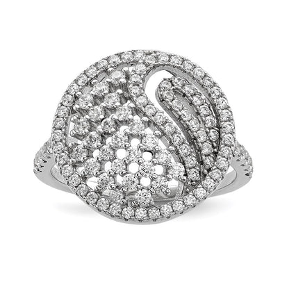 Sterlingsilber Rein Feuer Rhodiniert Zirkonia Ring (size 8 Nur)