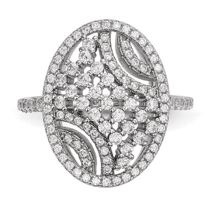 Sterlingsilber Rein Feuer Rhodiniert Zirkonia Ring (size 7 Nur)