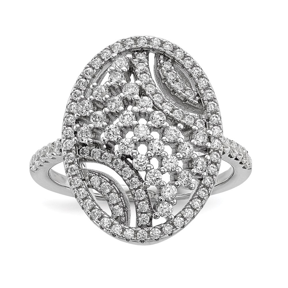 Sterlingsilber Rein Feuer Rhodiniert Zirkonia Ring (size 7 Nur)