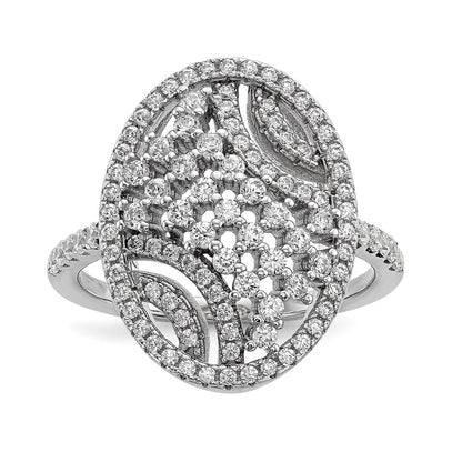 Sterlingsilber Rein Feuer Rhodiniert Zirkonia Ring (size 7 Nur)