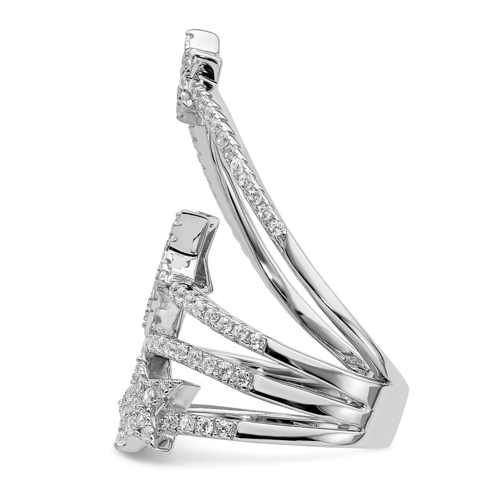 Sterlingsilber Rein Feuer Rhodiniert Zirkonia Stern Ring