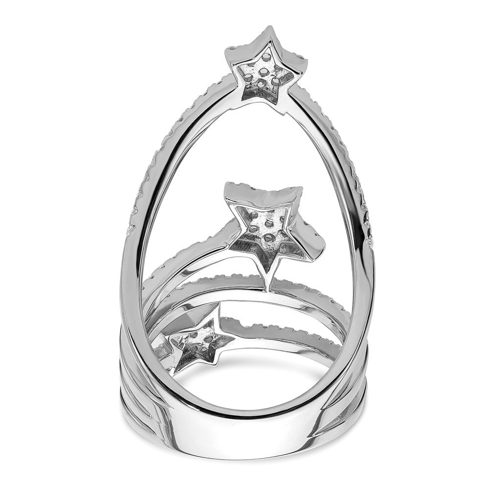 Sterlingsilber Rein Feuer Rhodiniert Zirkonia Stern Ring