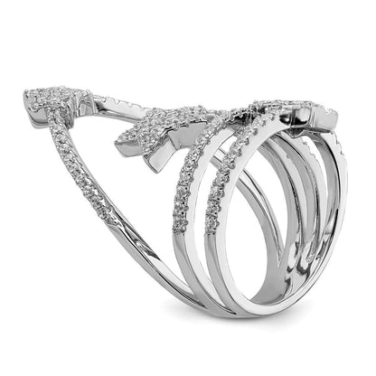 Sterlingsilber Rein Feuer Rhodiniert Zirkonia Stern Ring