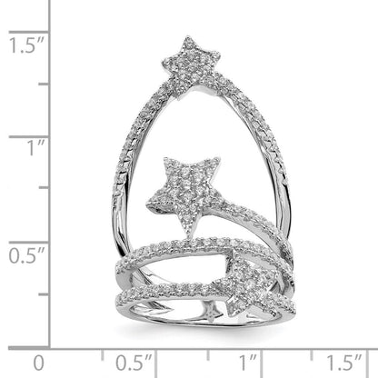 Sterlingsilber Rein Feuer Rhodiniert Zirkonia Stern Ring