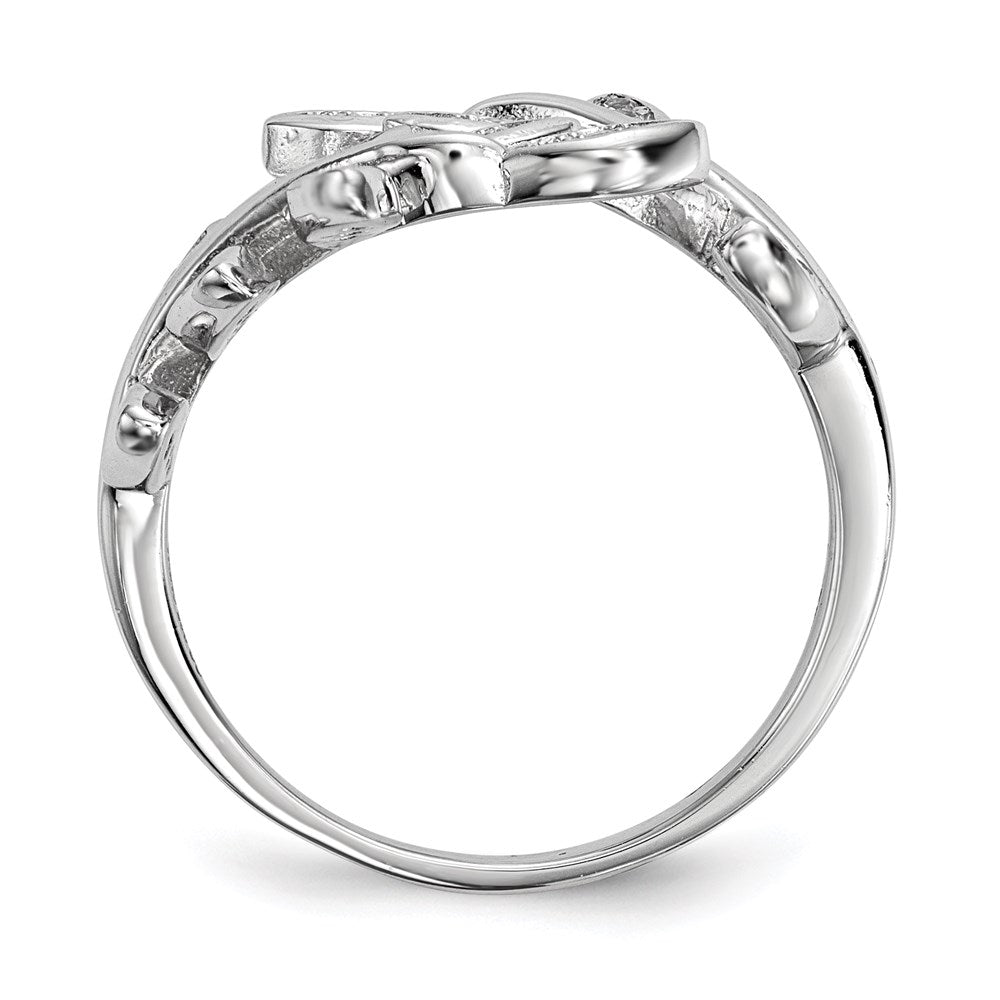 Sterlingsilber Rhodiniert Blatt Zirkonia Ring