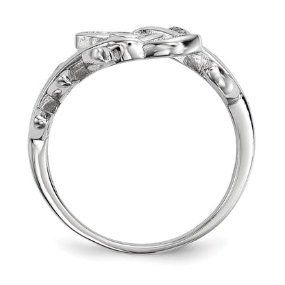 Sterlingsilber Rhodiniert Blatt Zirkonia Ring