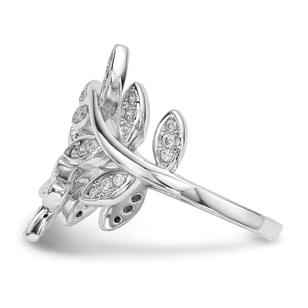 Sterlingsilber Rhodiniert Blatt Zirkonia Ring