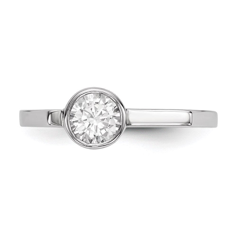 Sterlingsilber Rhodiniert Rund Zirkonia Ring
