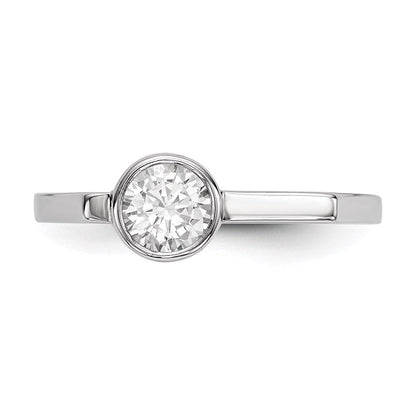 Sterlingsilber Rhodiniert Rund Zirkonia Ring